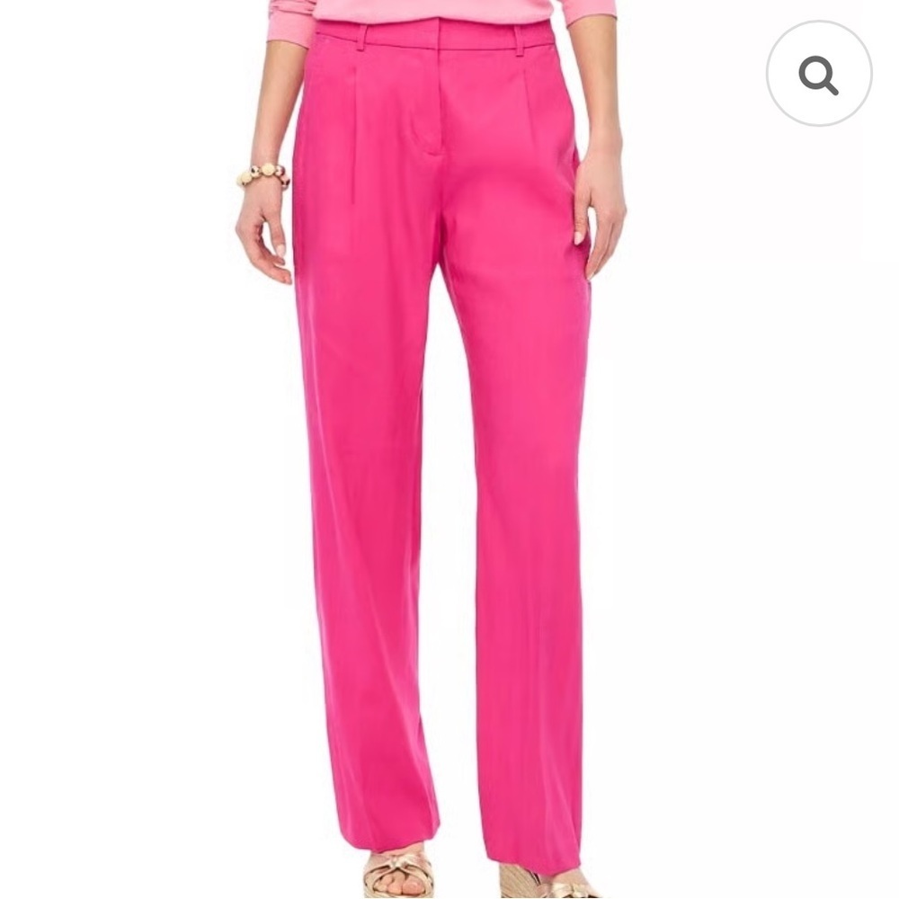 J. Crew Factory Linen Blend Pleated Trouser Pants Fuchsia Fantasy Pink 14 Q2